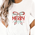 thumbnail image 1 of Women's cotton White S-5XL Graphic T-Shirt Merry Christmas Bow Print Casual Tee Top for Holiday & Fashion Lovers, Short Sleeve T-Shirt Tops, 1 of 4