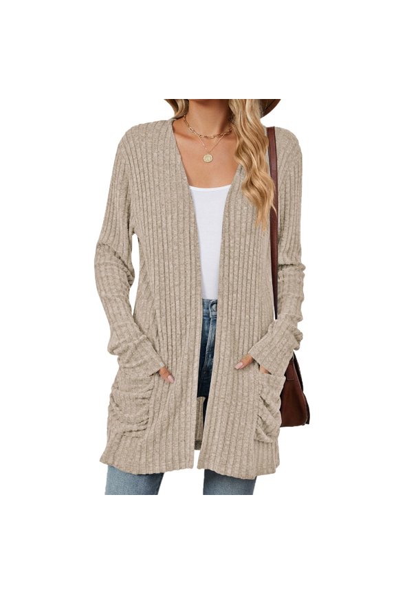 Women's daily versatile loose fit with pockets, classic blue pit stripe mid length jacket
