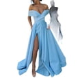 thumbnail image 1 of Women's dress summer dress European and American deep V-neck satin multi-color dress-light blue-M, 1 of 9