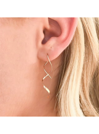 PAVOI 14K Gold Plated Dangle Earrings for Women | Infinity Cute Hanging  Hoop Earrings