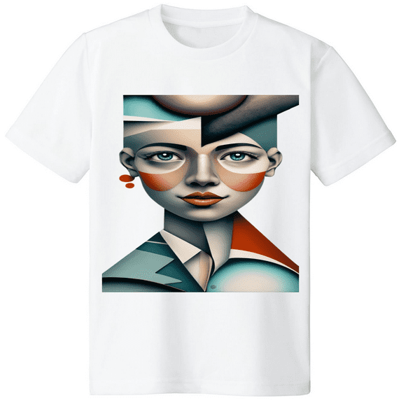 Women's facial pattern printed T-shirt 3508136_white
