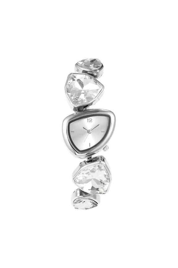 Women’s fashion quartz watch trend avant-garde irregular dial large sparkling special-shaped rhinestone wristwatch for daily wear office party gifts stylish bracelet lady accessories