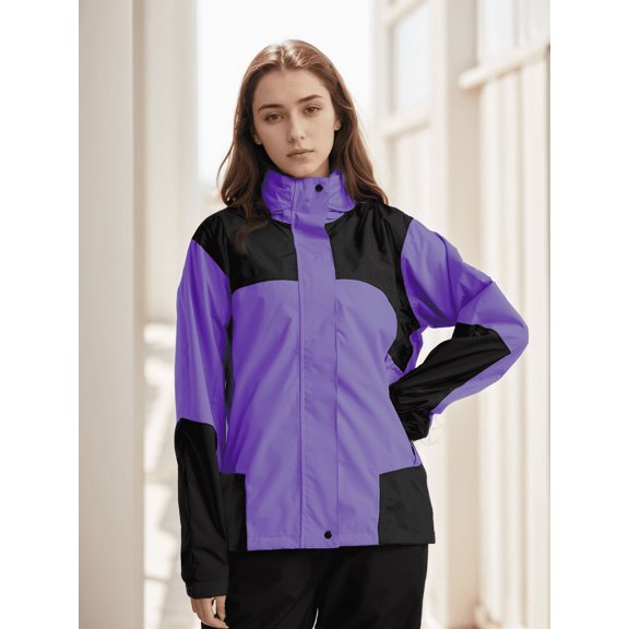 Women's fashionable outdoor raincoat windproof jacket, assault jacket, hooded waterproof mountaineering camping windproof jacket, multi-color commuting sports raincoat