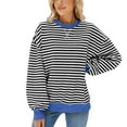 thumbnail image 1 of Women's fashionable versatile long sleeved retro striped sweatshirt, 1 of 5