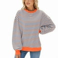 thumbnail image 1 of Women's fashionable versatile long sleeved retro striped sweatshirt, 1 of 5