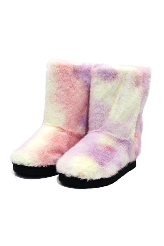 Women's faux fur boots furry snowshoes elegant and stylish booties warm and comfortable non-slip outdoor flats