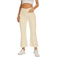 thumbnail image 1 of Women's flared cropped pants, jeans, mid waist cut, elastic ankle length, slim fit with pockets, 1 of 5
