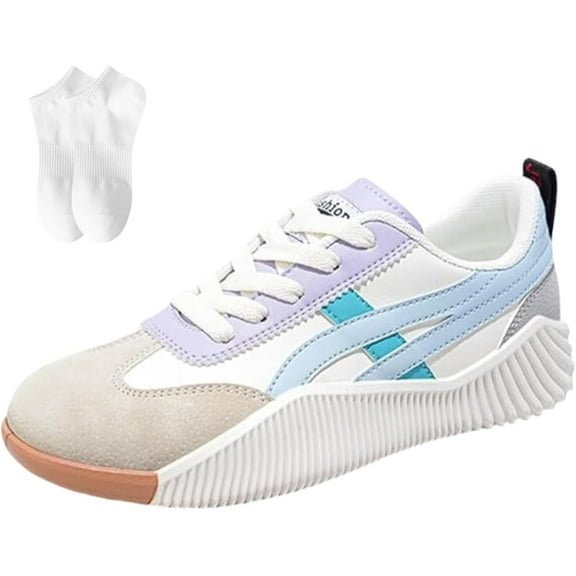 Women's flat casual sports shoes with comfortable arch pads for walking