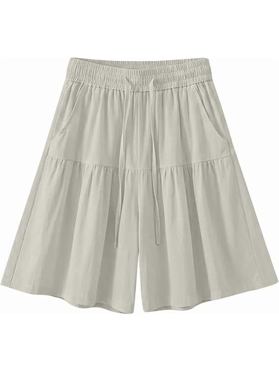 Women's flowing shorts, lightweight elastic comfortable shorts, summer formal casual ruffled skirt pants