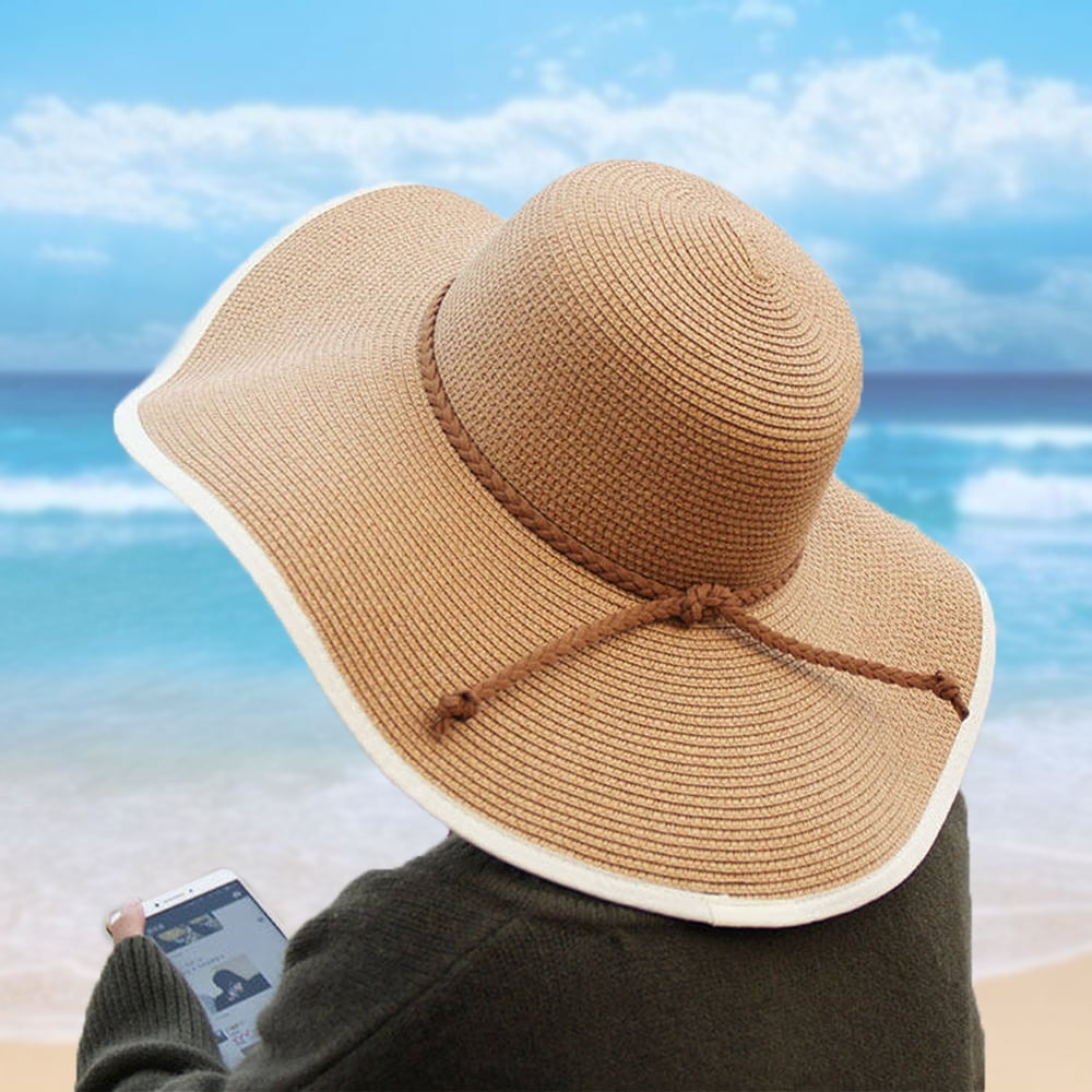 Women's foldable soft hat, wide brim sun protection straw hat