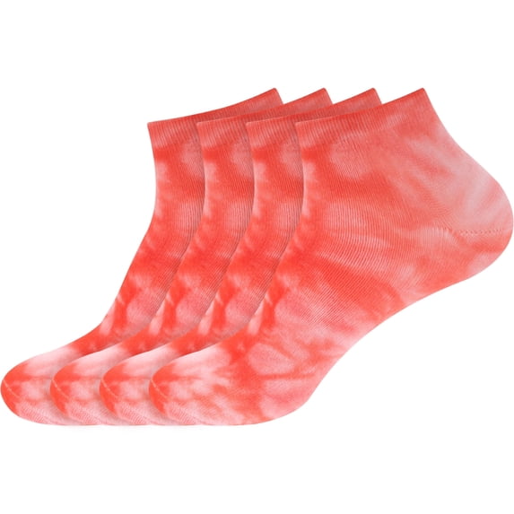 BambooMN Women's Rayon from Bamboo Tie Dye Ankle Socks - Red - Extra Large - 4 Pairs