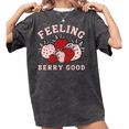 thumbnail image 1 of Women's funny Vintage Feeling Berry Good Strawberry Graphic Comfortable Crew Neck Washed T Shirt Black S-2XL Plus Size, 1 of 5