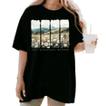 thumbnail image 1 of Women's funny Watercolor Daisy Meadow Landscape Let Kindness Bloom Inspirational Graphic T Shirt Short Sleeve Round Neck Top Black S-5XL, 1 of 5