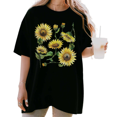 thumbnail image 1 of Women's funny Watercolor Sunflower Bouquet Botanical Art Graphic Casual T Shirt Breathable Short Sleeve Round Neck Top Black S-5XL, 1 of 5