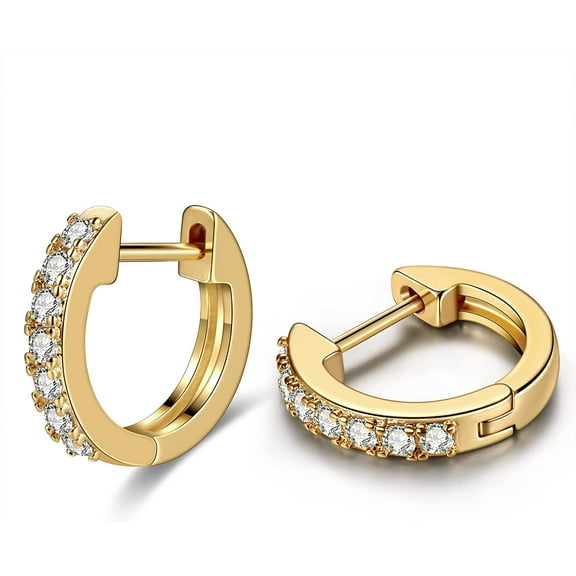 Women‘s gold earrings 14K gold-plated small cubic zirconia cartilage earrings women‘s cuffs