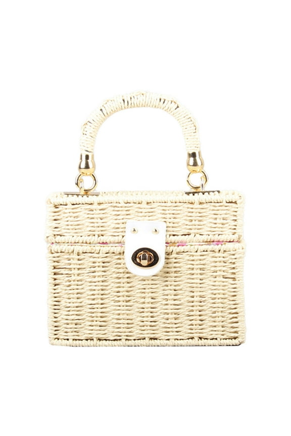 Women's handbag wicker square crossbody rattan bag portable small box bag crossbody bag