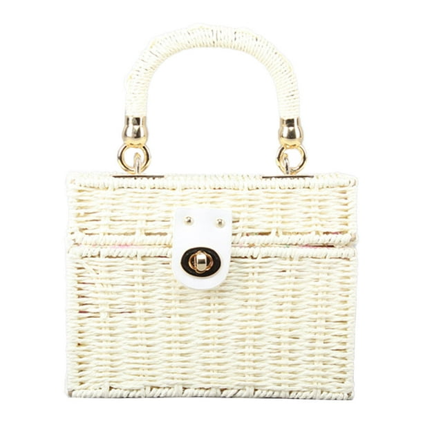 Women's handbag wicker square crossbody rattan bag portable small box bag crossbody bag