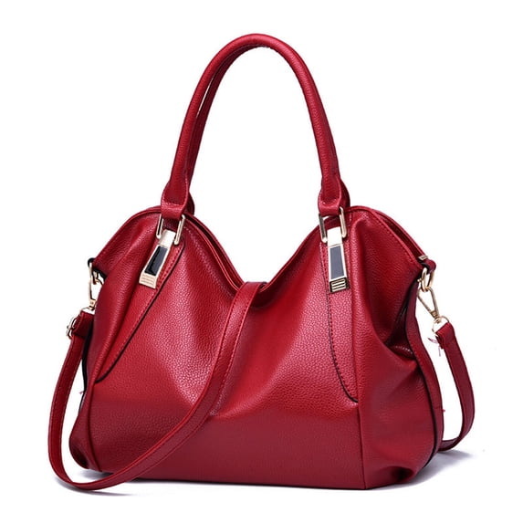 Women's handbags, large-capacity artificial leather handbags, top handle handbags - wine red