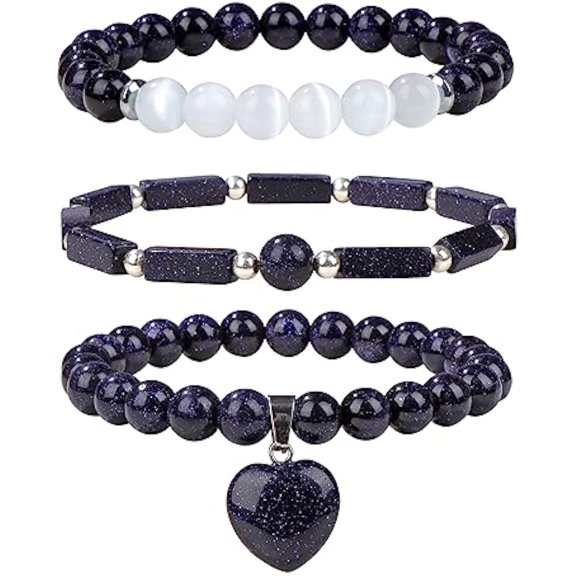 Women's healing crystal beaded bracelet, natural amethyst gemstone bracelet, heart-shaped pendant bracelet to relieve anxiety and stress.