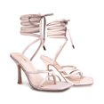 thumbnail image 1 of Women's heeled Sandals Stiletto Strappy Heels Sexy Open Square Toe Lace up Stilettos Party Wedding Dress Shoes, 1 of 5