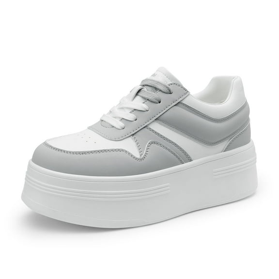 Women’s high heel casual sneakers lightweight lace-up fashion shoes