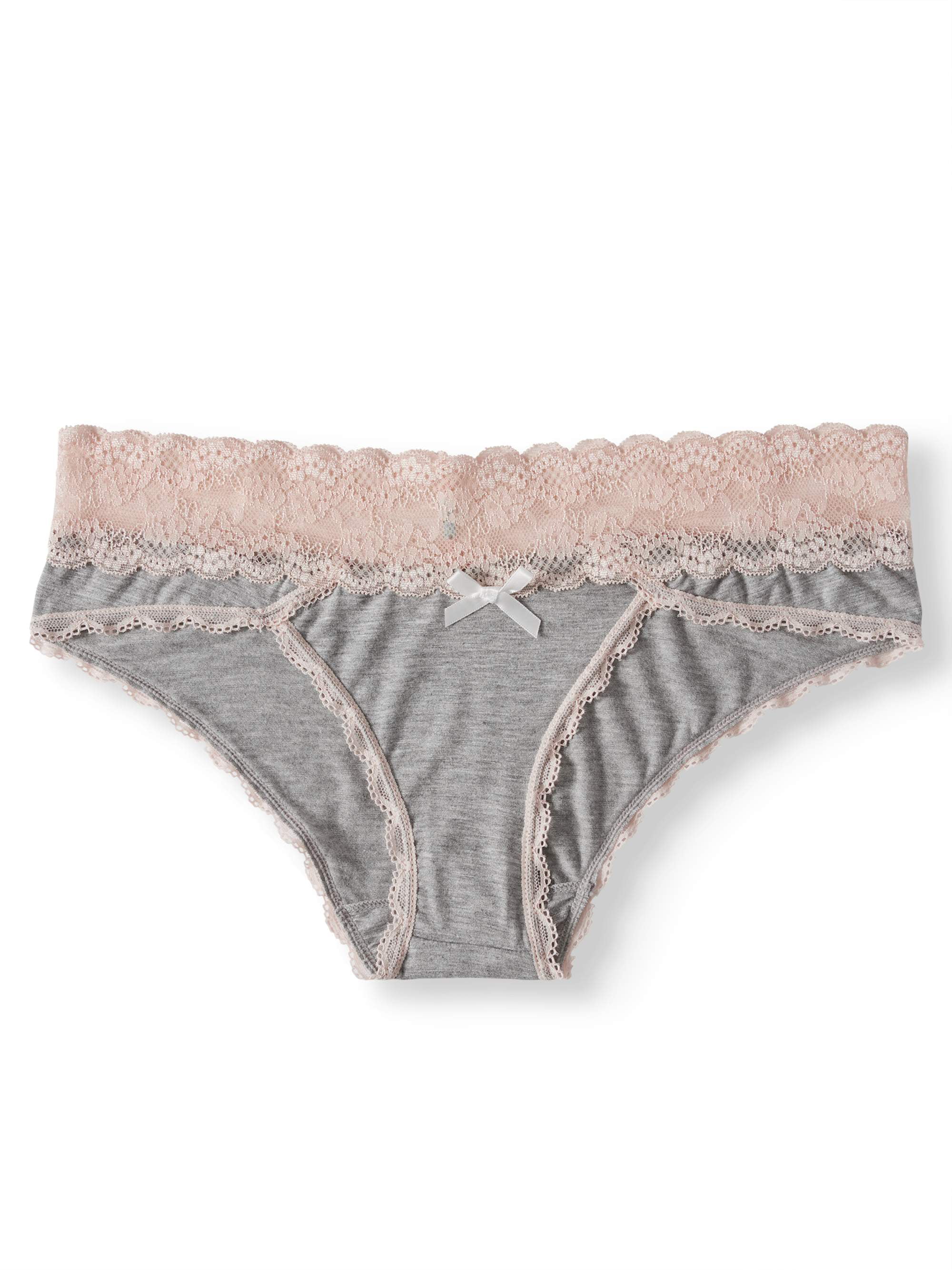 Women's honeydew 200461 Ahna Rayon And Wide Lace Hipster Panty (Heather  Grey/Seashell S) 