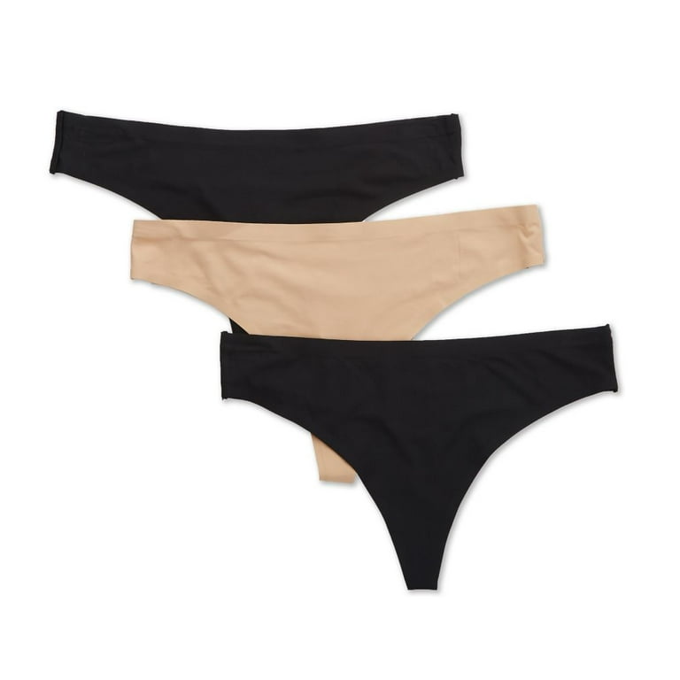 Women's honeydew 540243P Skinz Thong Panty - 3 Pack (Black/Nude/Black XL)