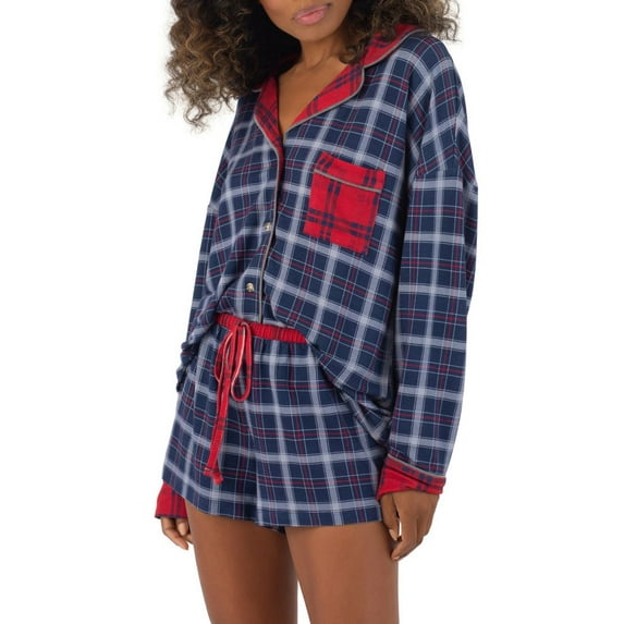 Women's honeydew 64933 Tucked In Long Sleeve PJ Set (North Star Plaid L)