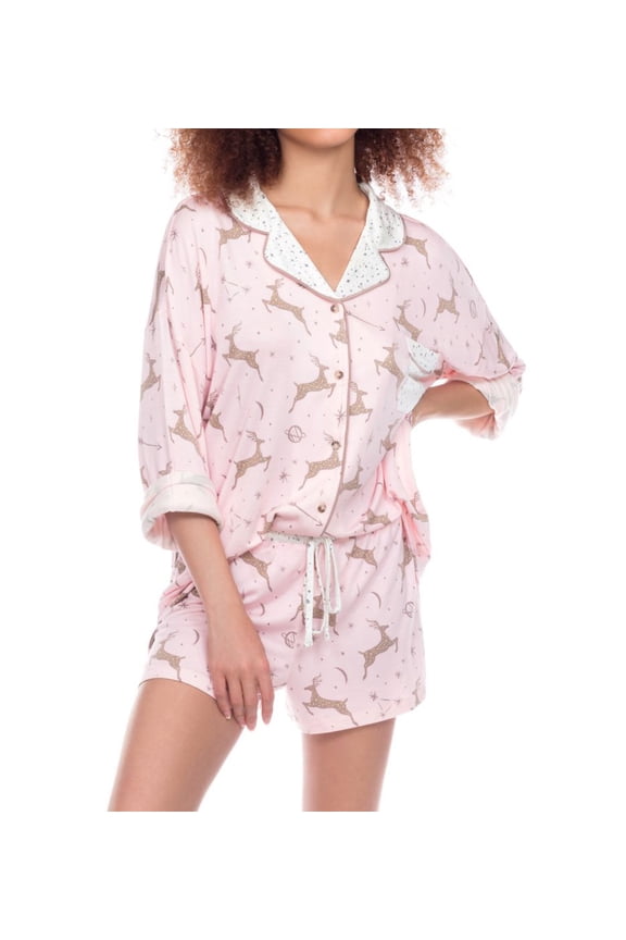 Women's honeydew 64933 Tucked In Long Sleeve PJ Set (Wish Deer XL)