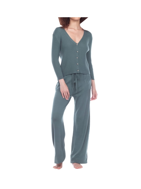 Women's honeydew 94986 Stay Inside LS Rib Knit Lounge Set (Laurel XL)