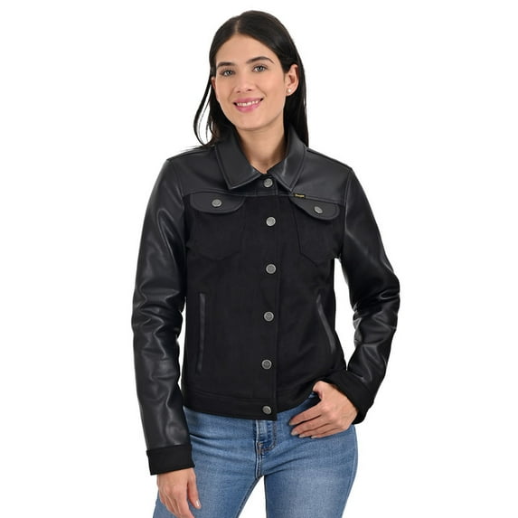 Women's jacket in premium synthetic leather, Wrangler brand.