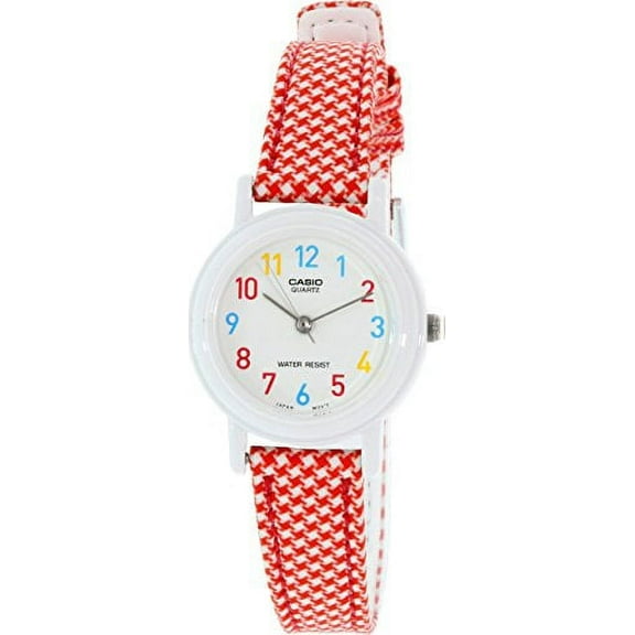 Women's leather/cloth Red Analog Watch LQ-139LB-4B