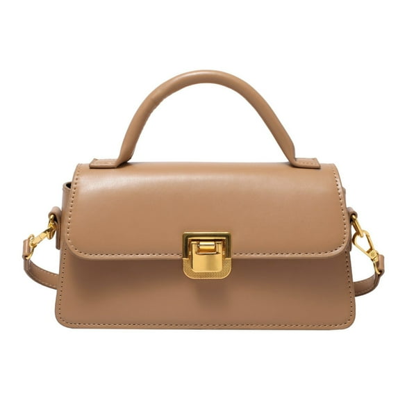 Women's leather messenger bag is suitable for daily travel, shoulder-slung fashion handbag.-khaki