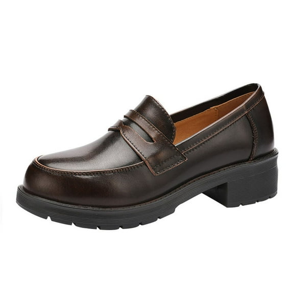 Women's leather penny loafer uniform dress shoes for ladies