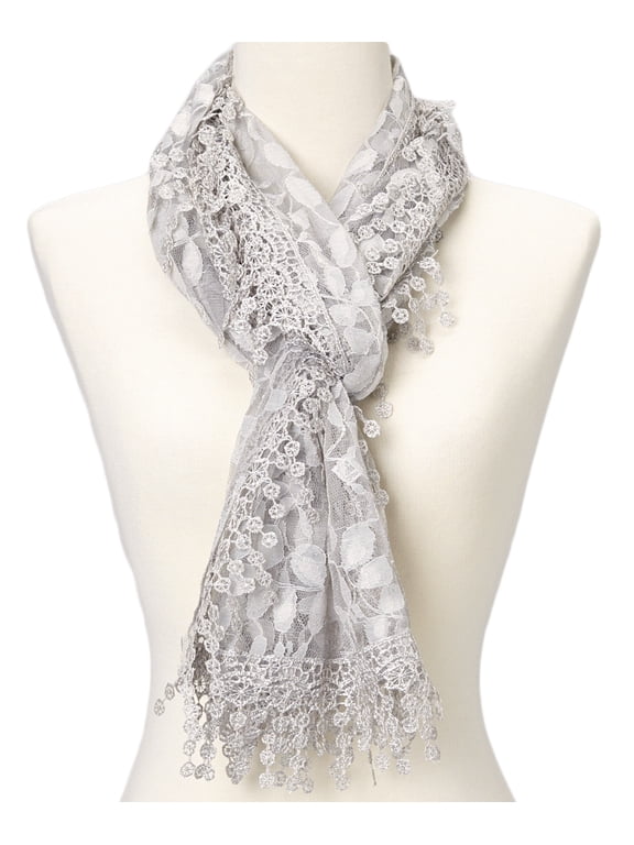 Women's lightweight Leaf Lace Trim Shawl Vintage Fashion Scarf