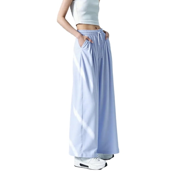 Vphie Women's Linen Tencel Wide Leg Pants, Purple, Size L