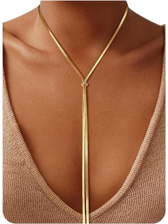 Women's long Y-shaped necklace, adjustable, lightweight, fashionable and trendy strap necklace