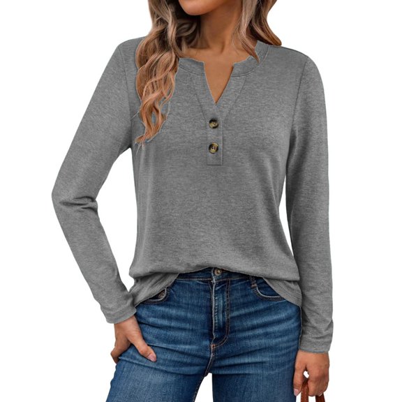 Women's long-sleeved casual formal tops V-neck fall clothing