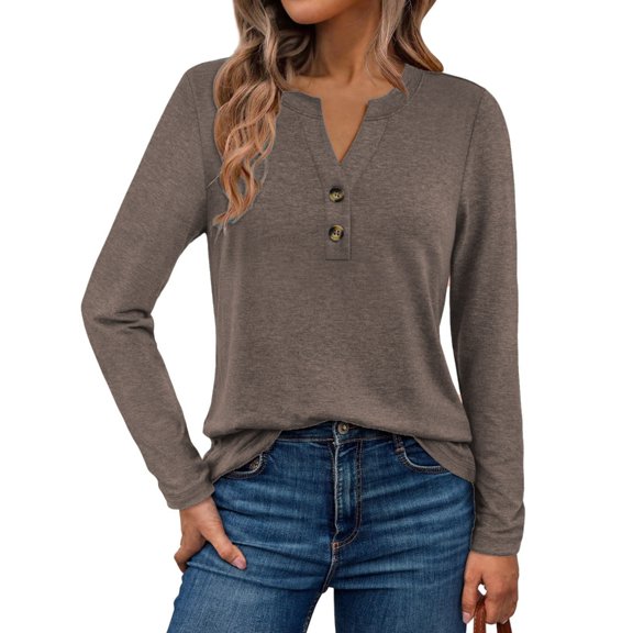 Women's long-sleeved casual formal tops V-neck fall clothing
