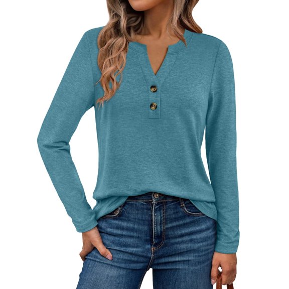 Women's long-sleeved casual formal tops V-neck fall clothing