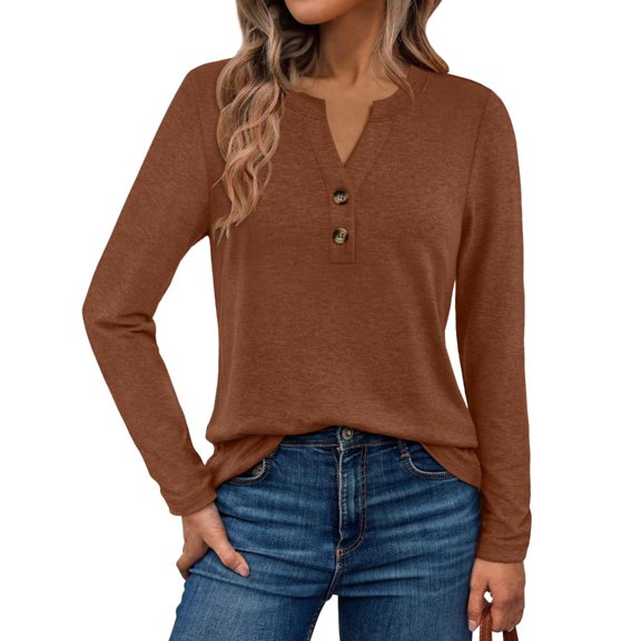 Women's long-sleeved casual formal tops V-neck fall clothing