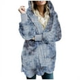thumbnail image 1 of Women's long-sleeved solid color plush wool cardigan hooded cardigan jacket with pockets, 1 of 7