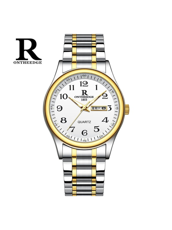 Women's and men's quartz watches, waterproof watches for middle-aged and elderly people, luminous large dial quartz watches with large numbers, men's and women's wristwatches