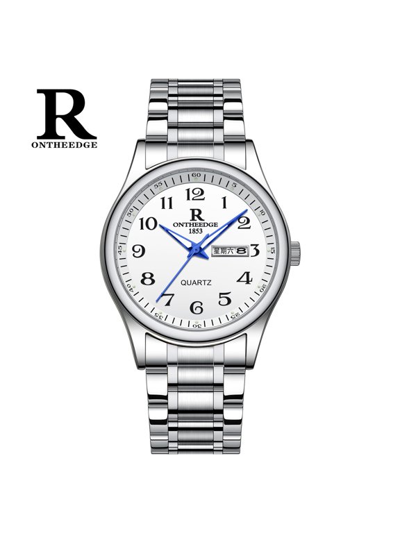 Women's and men's quartz watches, waterproof watches for middle-aged and elderly people, luminous large dial quartz watches with large numbers, men's and women's wristwatches