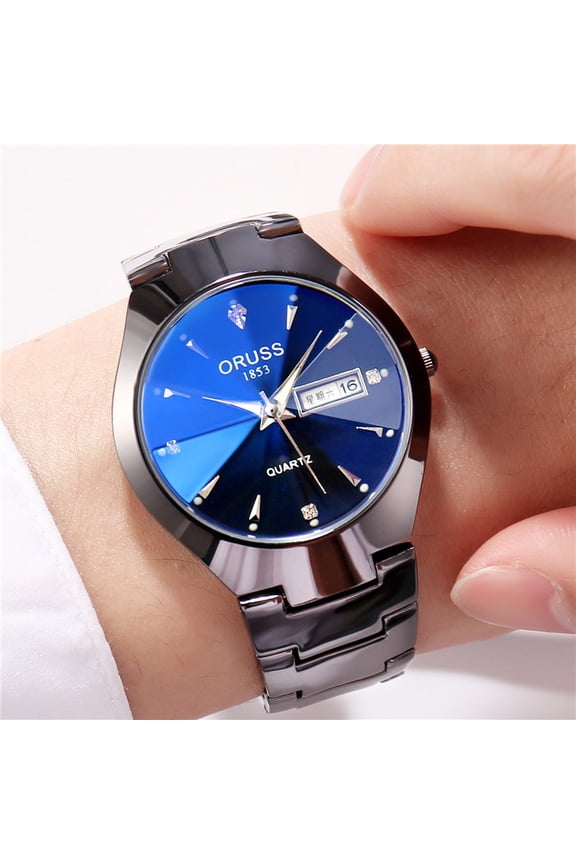 Women's and men's watches, luminous quartz watches, tungsten steel color waterproof fashion watches for students and couples, men's and women's calendar wristwatches