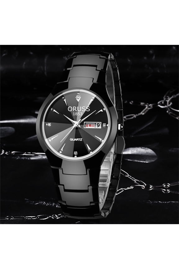 Women's and men's watches, luminous watches, tungsten steel color, waterproof, fashionable quartz watches, couple's watches, available in men's and women's models, with optional calendar