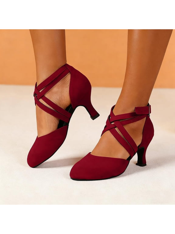 Women's mid-Heel Dancing Shoes, Large Size, Comfortable and Skin-Friendly Lining, Soft Sole Dancing Shoes 36