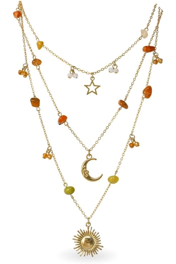 Women's multi-layered gold cross necklace, a street-style jewelry piece, perfect as a holiday gift.