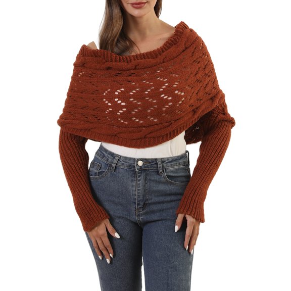 Women's multifunctional scarf with sleeves, knitted scarf, sweater shawl with sleeves knitted scarf
