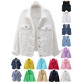 thumbnail image 1 of Women's&nbsp;Denim&nbsp;Jackets&nbsp;Women's&nbsp;Basic&nbsp;Solid&nbsp;Color&nbsp;Button&nbsp;Down&nbsp;Jacket&nbsp;With&nbsp;Pockets&nbsp;Denim&nbsp;Jacket&nbsp;Coat White Xl, 1 of 5